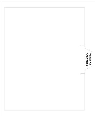 Standard Style Letter Size TABLE OF CONTENTS Side Tab (99190)25 Per Bag