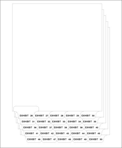 Avery Style Letter Size Exhibit Bottom Tabs 26-50 Collated (81379)25 Per Bag