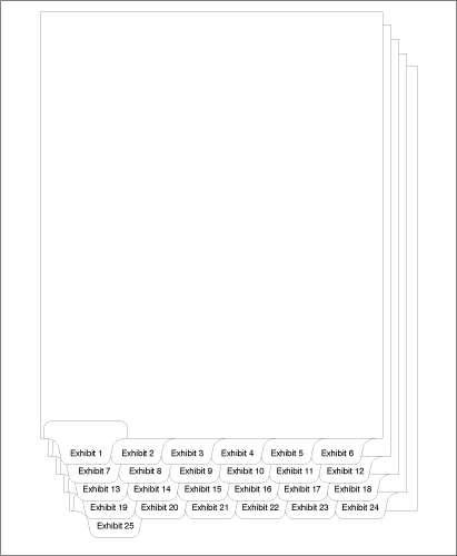 Standard Style Exhibit Bottom Tabs 1-25 Collated (91178)25 Per Bag