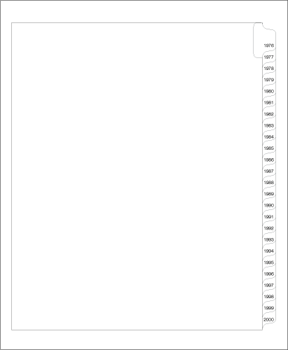 Standard Style Letter Size Side Tabs 1976-2000 Collated (91980)25 Per Bag