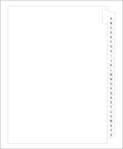 Standard Style A4 Size Tabs A-Z Collated (99174)26 Per Bag